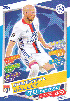 Christophe Jallet Olympique Lyonnais 2016/17 Topps Match Attax CL #LYO03